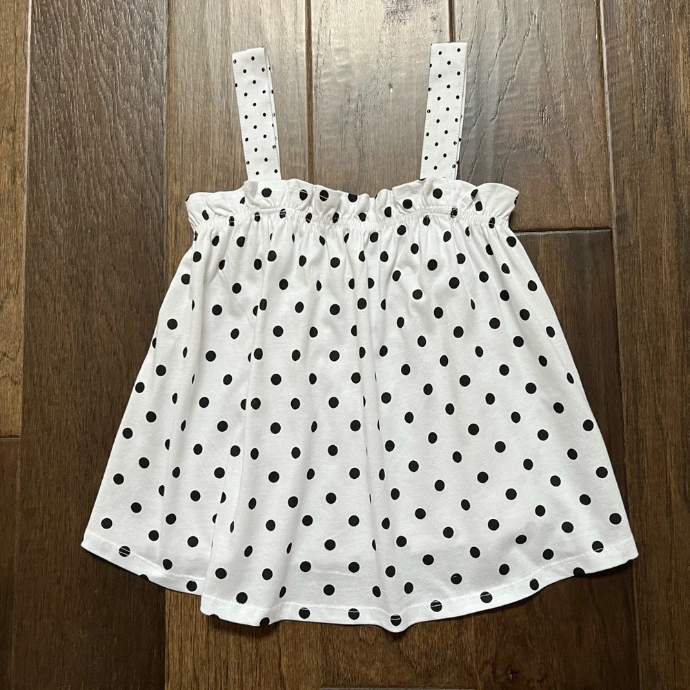 Zara Girls NWOT polka dot cotton Retro sleeveless top size 9 - Picture 1 of 12